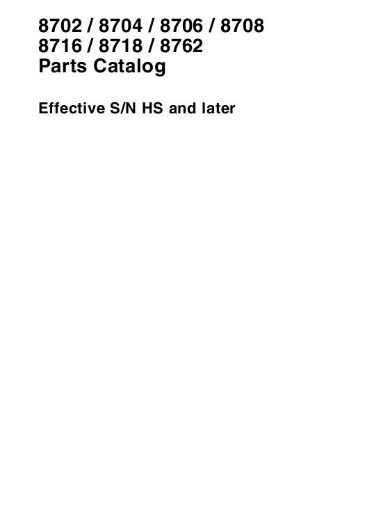 AGCO 8702 8704 8706 8708 8716 8718 8762 Planter (eff HS) Parts Book 700730643B English