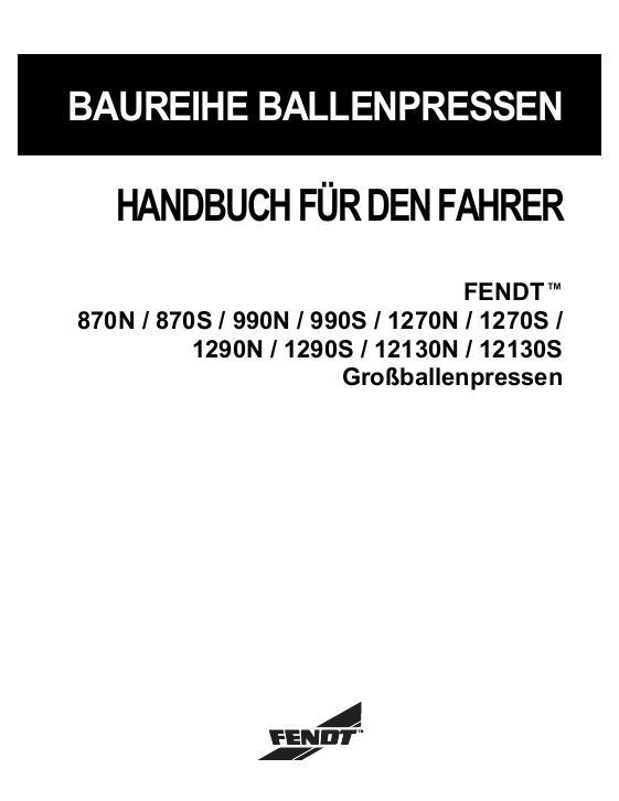 AGCO 870N S 990N S 1270N S 1290N S 12130N S Baler Operator Manual 700735026E German