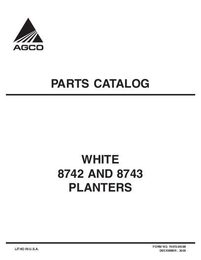AGCO 8742 8743 Planter Parts Book 700722430B English