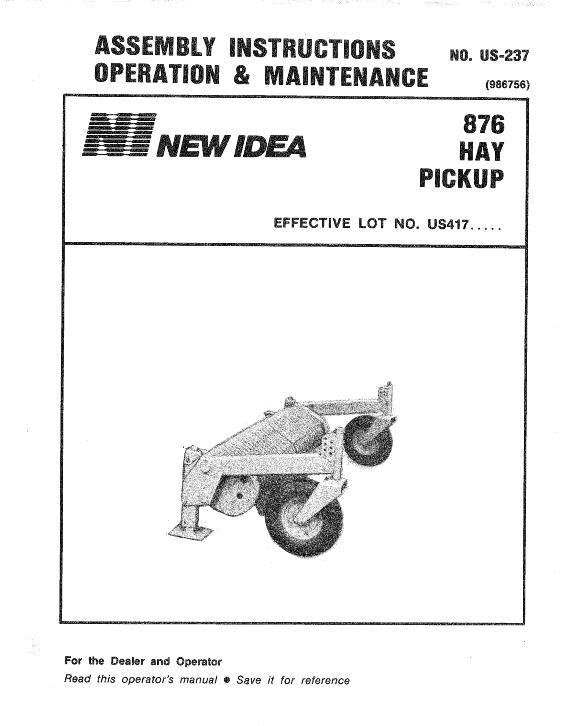 AGCO 876 Hay Pickup Operator Manual 986756 English 1 AGCO 876 Hay Pickup Operator Manual 986756 English