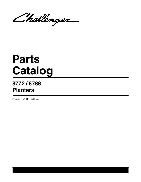 AGCO 8772 8788 Planter (eff sn 'HS') Parts Book 700730645B English