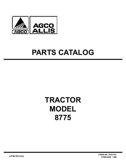 AGCO 8775 Tractor (Valmet, prior sn J117019) Parts Book 79017911 English