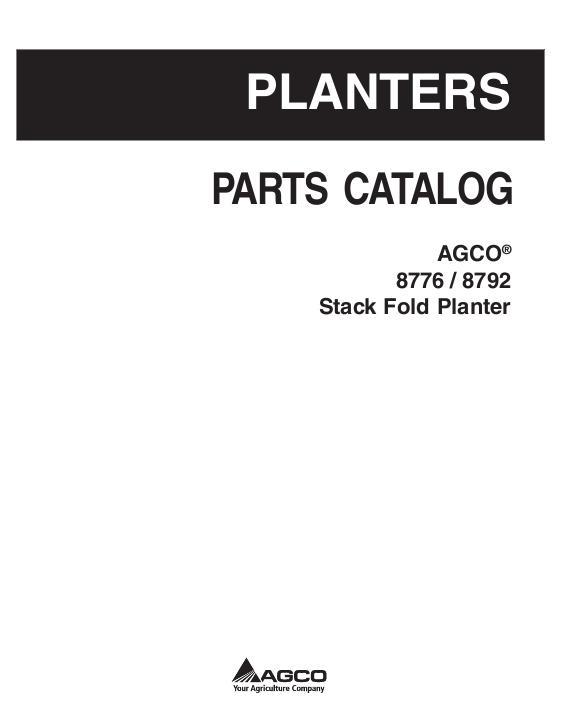 AGCO 8776 8792 Planter (stack fold) Parts Book 700734860A English