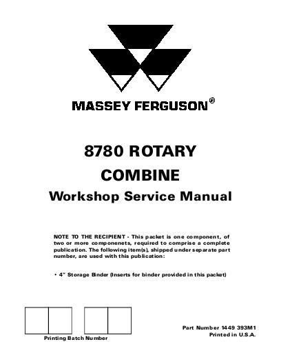 AGCO 8780 8780XP Combine (packet) Service Manual 1449393M1 English