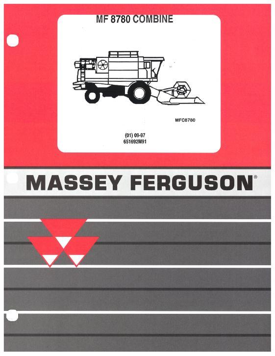 AGCO 8780 Combine (1997) Parts Book 651692M91 English