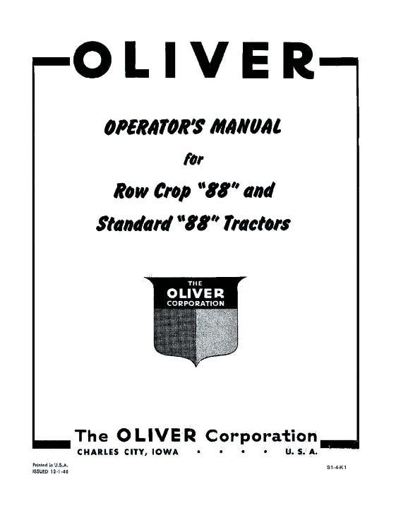 AGCO 88 Rowcrop 88 Standard Tractor Operator Manual S1-4-K1 English 1 AGCO 88 Rowcrop 88 Standard Tractor Operator Manual S1-4-K1 English