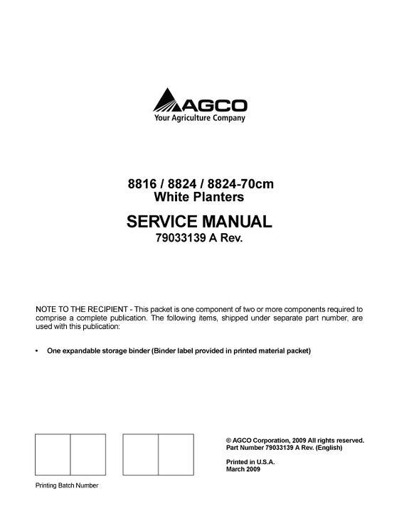 AGCO 8816 8824 Planter (packet) Service Manual 79033139A English