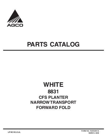 AGCO 8831 Planter (CFS, narrow transport, forward fold) Parts Book 700728761A English