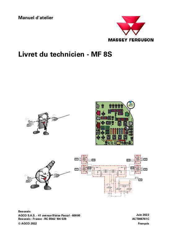 AGCO 8S Series Tractor Technician Service Book Service Manual ACT006761C French
