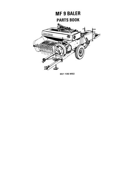 AGCO 9 Rectangular Baler Parts Book 651195M92 English