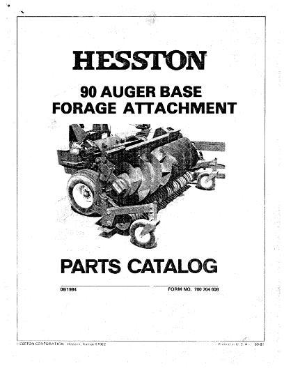 AGCO 90 Auger Base Forage Attachment (1984) Parts Book 700704608 English