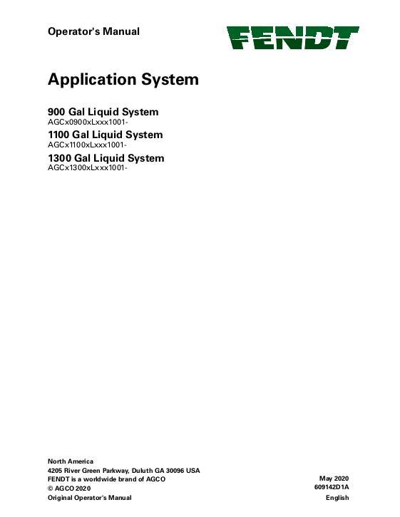 AGCO 900 1100 1300 Gallon RoGator C Series (liquid system) Operator Manual 609142D1A English 1 AGCO 900 1100 1300 Gallon RoGator C Series (liquid system) Operator Manual 609142D1A English