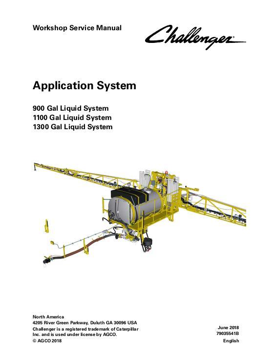 AGCO 900 1100 1300 Gallon RoGator (liquid system) (packet) Service Manual 79035541B English