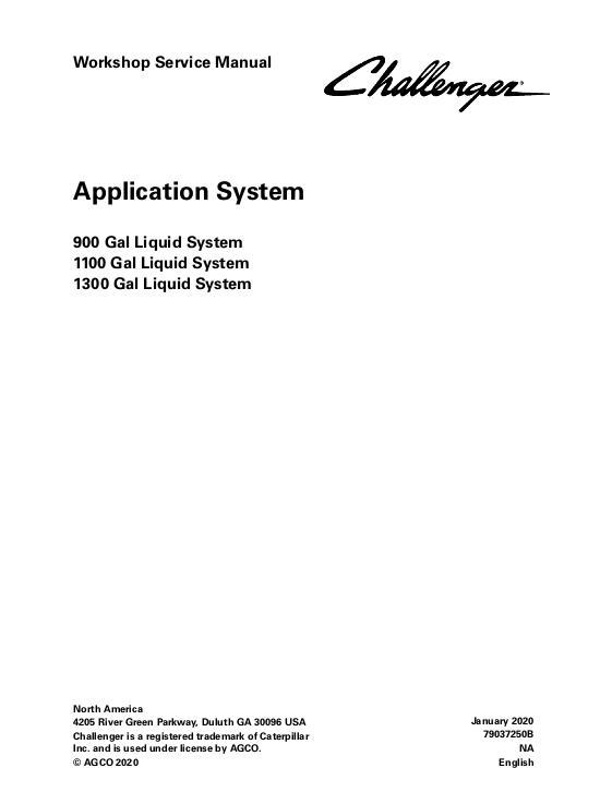 AGCO 900 1100 1300 RoGator C Series LiquidLogic (system) (packet) Service Manual 79037250B English