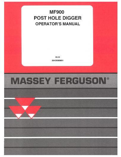 AGCO 900 Post Hole Digger Operator Manual 3643688M91 English 1 AGCO 900 Post Hole Digger Operator Manual 3643688M91 English