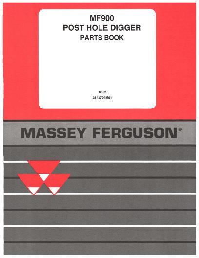AGCO 900 Post Hole Digger Parts Book 3643704M91 English