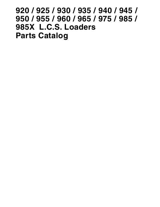 AGCO 900 Series Loader (LCS loader control system) Parts Book 3906296M2 English