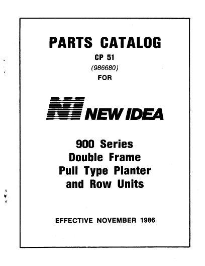 AGCO 900 Series Planter (double frame, pull type & row units) Parts Book 986680 English