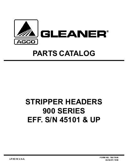 AGCO 900 Series Stripper Header (eff sn 45101) Parts Book 79017800 English