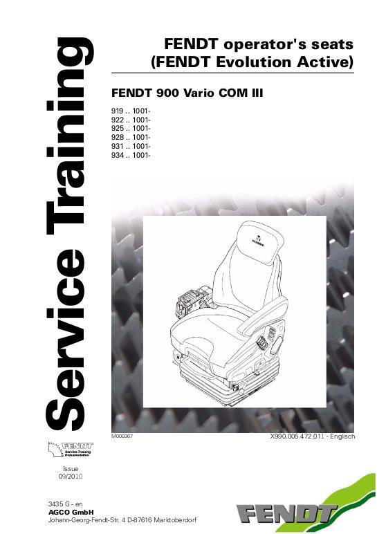 AGCO 900 Series Tractor Evolution Active Seat (com 3) Service Manual 72487091 English