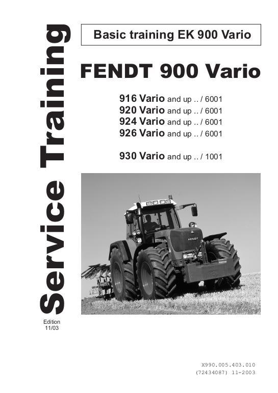 AGCO 900 Series Vario Tractor (basic service training, supplement) Service Manual 72434087 English