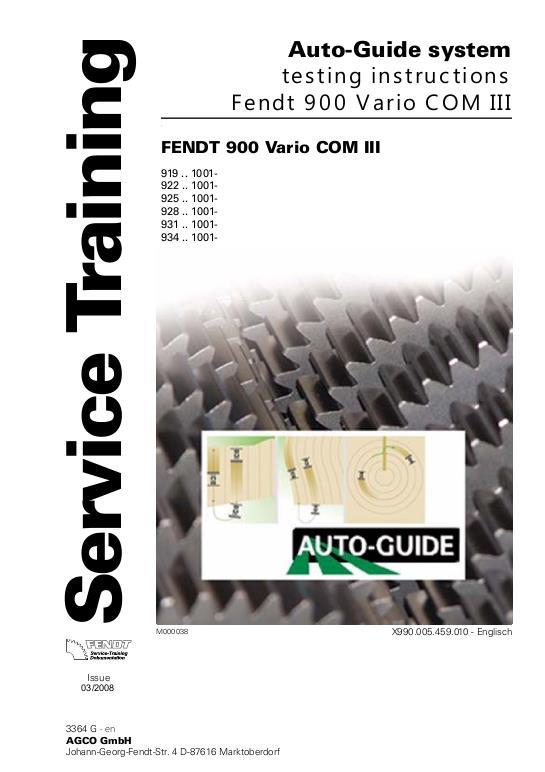 AGCO 900 Series Vario Tractor (com 3, Auto Guide system testing) Service Manual 72456447 English