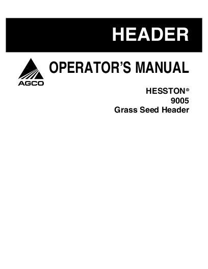 AGCO 9005 Auger Header (grass seed) Operator Manual 700727808A English