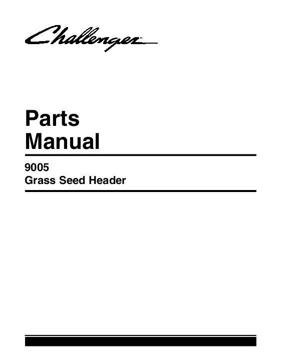 AGCO 9005 Auger Header (grass seed) Parts Book 700733106A English