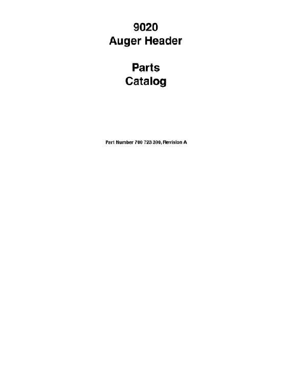 AGCO 9020 Double Auger Header Parts Book 700723390A English