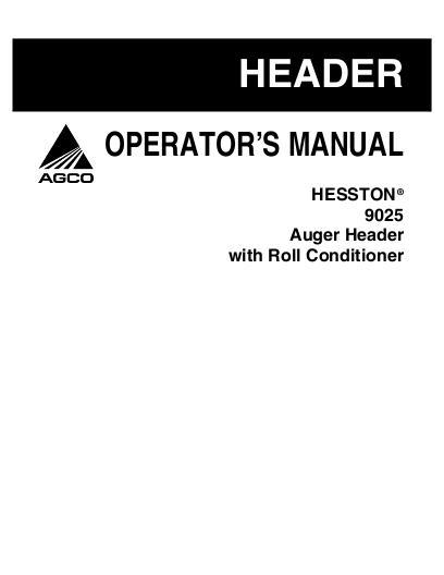 AGCO 9025 Auger Header Operator Manual 700724685B English 1 AGCO 9025 Auger Header Operator Manual 700724685B English