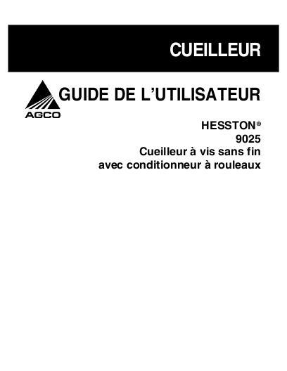 AGCO 9025 Auger Header Operator Manual 700728490B French 1 AGCO 9025 Auger Header Operator Manual 700728490B French