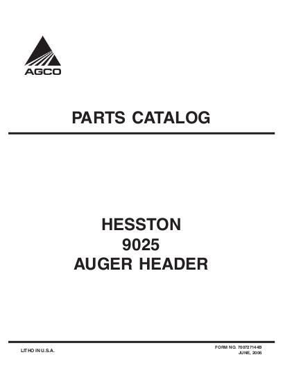 AGCO 9025 Auger Header Parts Book 700727144B English