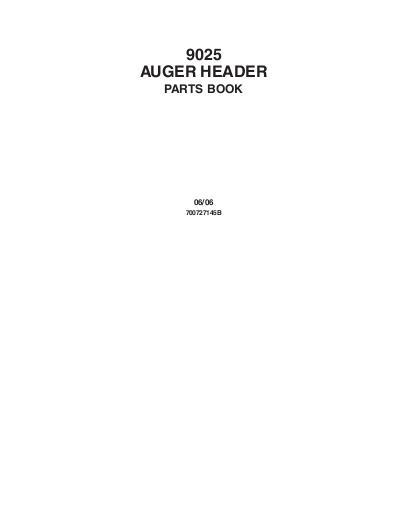 AGCO 9025 Auger Header (roll conditioner) Parts Book 700727145B English