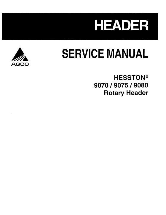 AGCO 9070 9075 9080 Rotary Header Service Manual 79027236A English