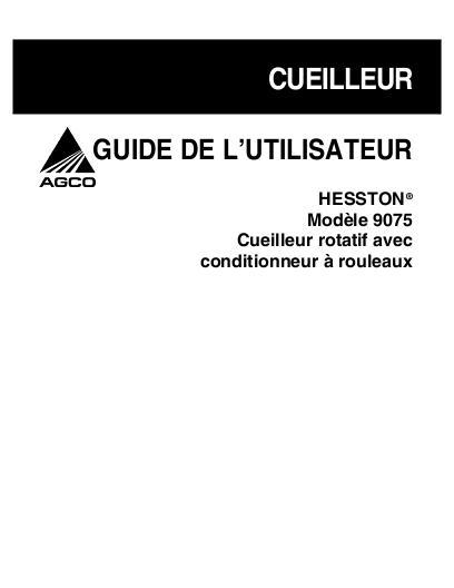 AGCO 9075 Rotary Header Operator Manual 700728229A French