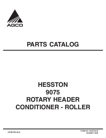 AGCO 9075 Rotary Header (roll conditioner w spring tension) Parts Book 700727231B English