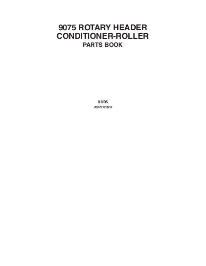 AGCO 9075 Rotary Header (with roll conditioner) Parts Book 700727232B English