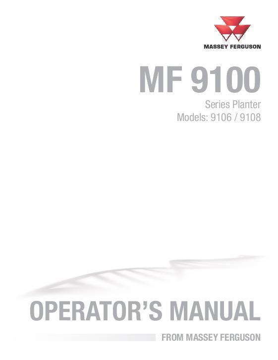 AGCO 9106 9108 Planter Operator Manual 700743660A English 1 AGCO 9106 9108 Planter Operator Manual 700743660A English