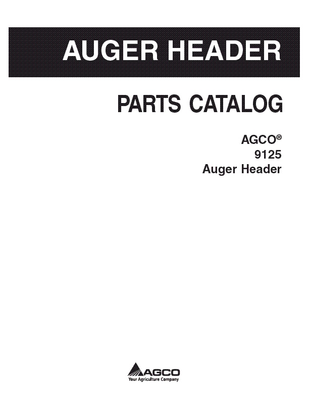 AGCO 9125 Auger Header Parts Book 700734768A English
