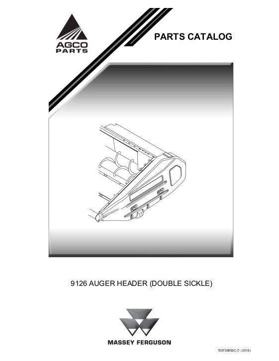 AGCO 9126 Auger Header (double sickle) Parts Book 700738859C English