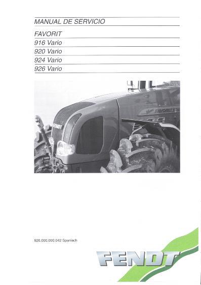 AGCO 916 920 924 926 Favorit Tractor (Vario) Service Manual 72423198 Spanish