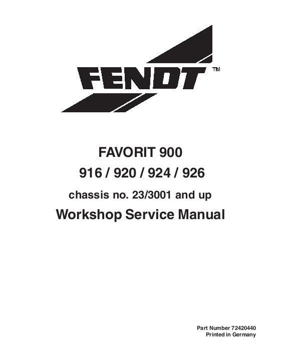 AGCO 916 920 924 926 Favorit Tractor (chassis eff xx 23 3001) Service Manual 72420440 English
