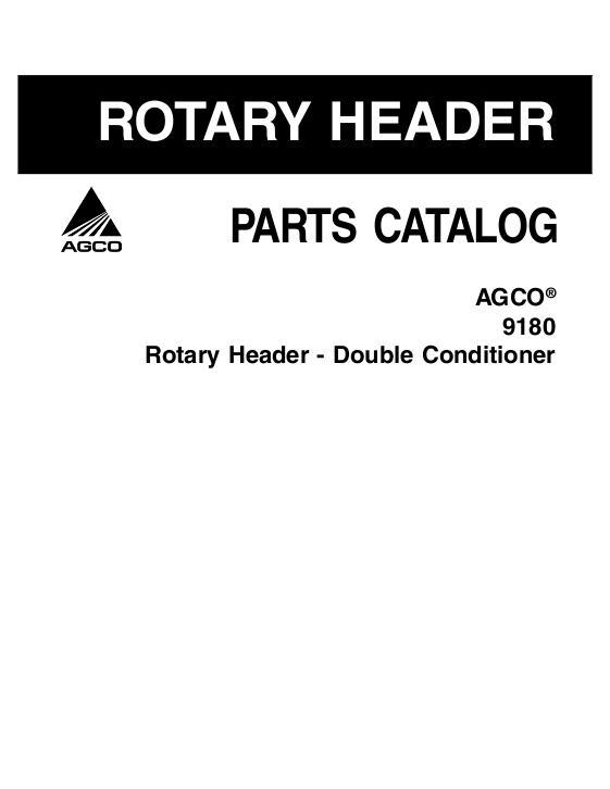 AGCO 9180 Rotary Header (advanced conditioner) Parts Book 700730636B English