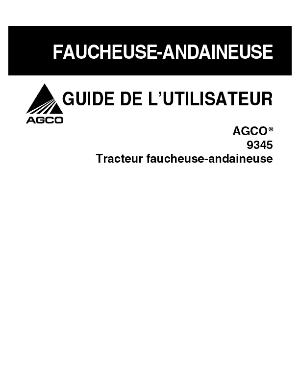 AGCO 9192 Rotary Header Double Cond Operator Manual 700731111C French 1 AGCO 9192 Rotary Header Double Cond Operator Manual 700731111C French