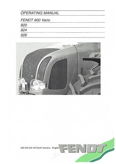 AGCO 920 924 926 Vario Tractor Operator Manual 72426507 English 1 AGCO 920 924 926 Vario Tractor Operator Manual 72426507 English