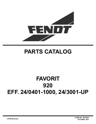 AGCO 920 Favorit Tractor (eff sn 920 24 0401-1000, 920 24 3001 and up) Parts Book 79019265 English