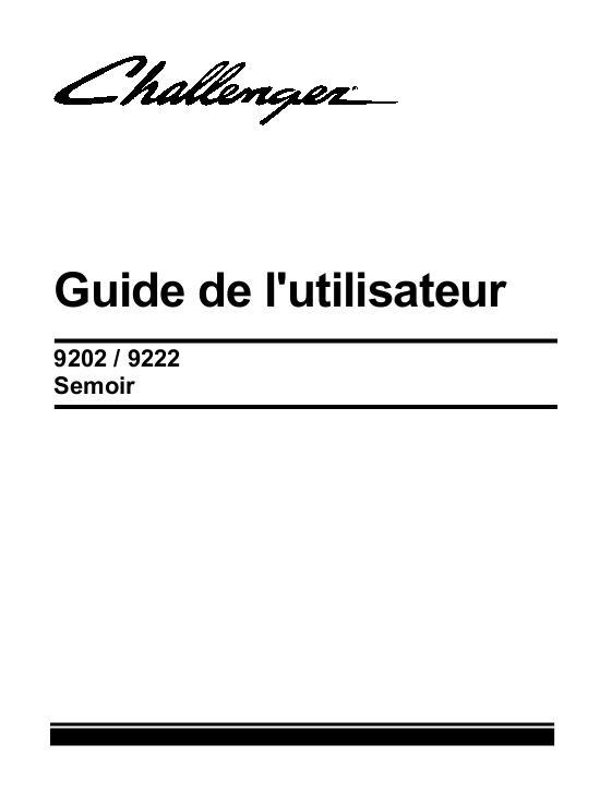 AGCO 9202 9222 Planter Operator Manual 700743650A French