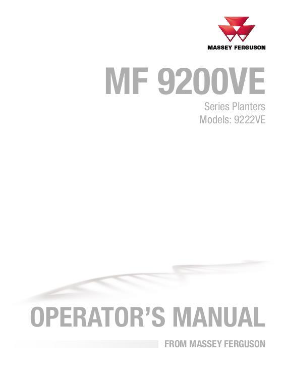AGCO 9222VE Planter Operator Manual ACW532662A English 1 AGCO 9222VE Planter Operator Manual ACW532662A English
