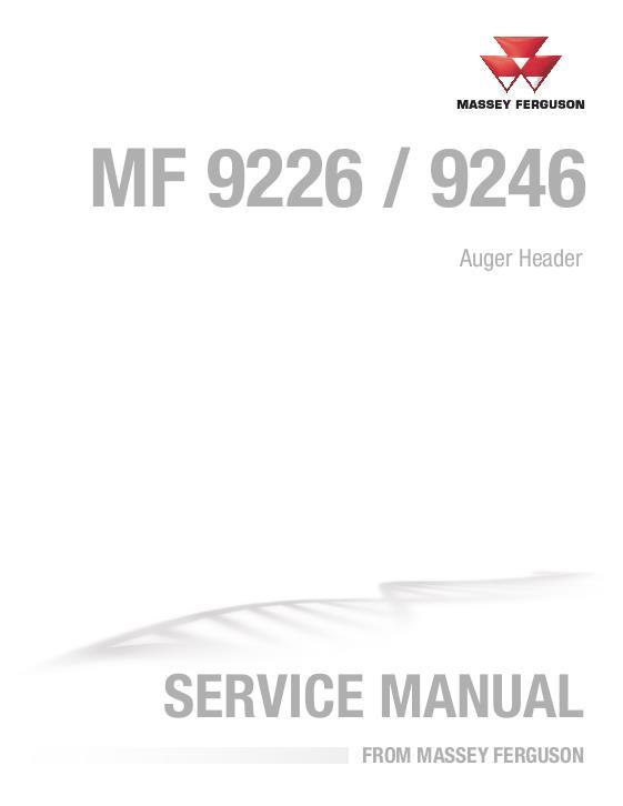 AGCO 9226 9246 Auger Header Service Manual 4283613M1 English