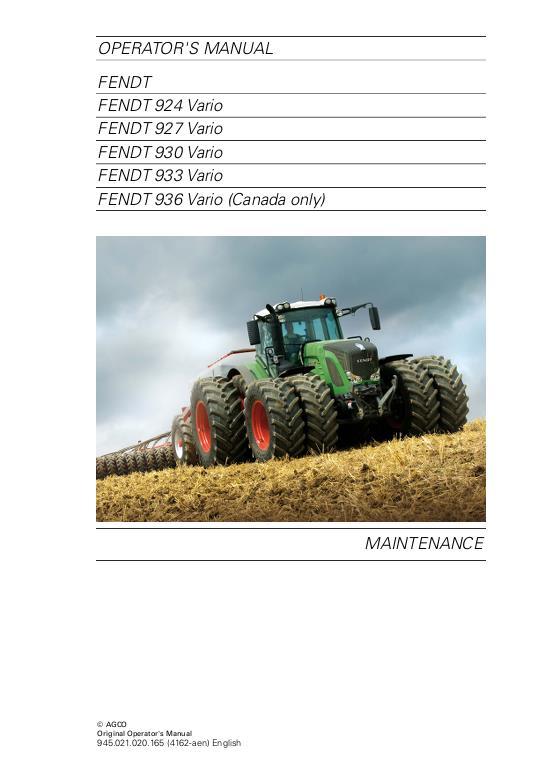 AGCO 924 927 930 933 936 Tractor (No Am, com 3b, maintenance) Operator Manual 72609784 English 1 AGCO 924 927 930 933 936 Tractor (No Am, com 3b, maintenance) Operator Manual 72609784 English